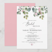 Invitation à Brunch de la nuptiale rose Eucalyptus (Devant / Derrière)