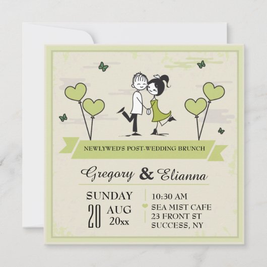 Invitation à Brunch Ensemble (Vert) Post Mariage (Devant)