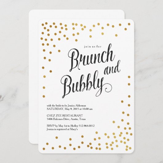 Invitation à Brunch et à une douche nuptiale (Devant / Derrière)