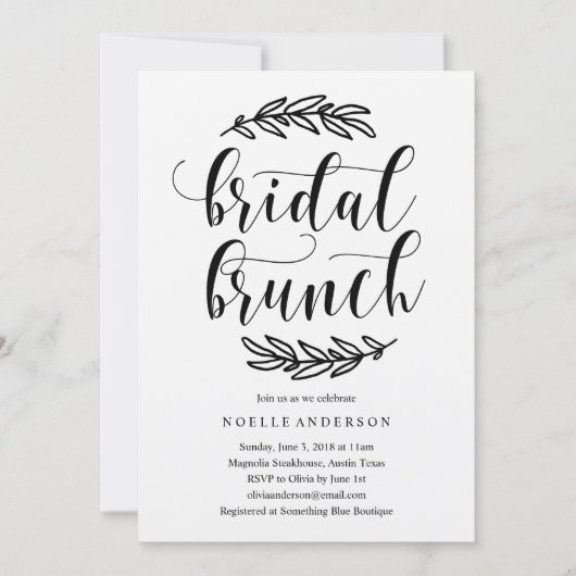 Invitation à Brunch Fête des mariées rustique (Devant)