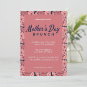 Invitation à Brunch Floral rose pour la fête des m (Debout devant)
