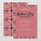 Invitation à Brunch Floral rose pour la fête des m (Devant / Derrière)