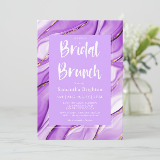 Invitation à Brunch nuptial Encre violette (Debout devant)
