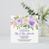 Invitation à Brunch post-Mariage floral pourpre (Debout devant)