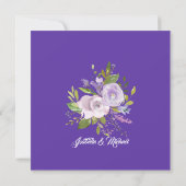 Invitation à Brunch post-Mariage floral pourpre (Dos)