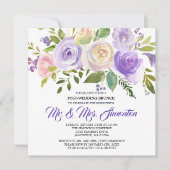Invitation à Brunch post-Mariage floral pourpre (Devant)