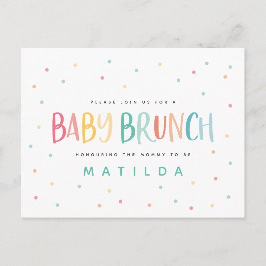 Invitation à brunch pour bébé arc-en-ciel coloré (Devant)