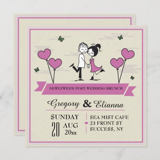 Invitation à Brunch, un Mariage (Devant / Derrière)