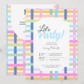 Invitation à carreaux arc-en-ciel vif - Pastel col (Devant / Derrière)