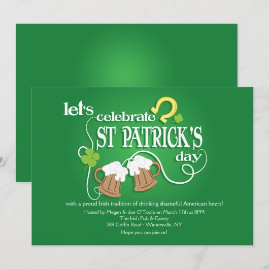 Invitation à célébrer la Saint-Patrick (Devant / Derrière)