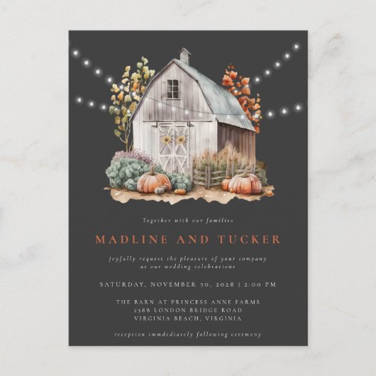 Invitation à chaîne de Mariage de automne rustique (Devant)