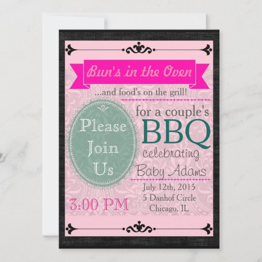 Invitation à chaume noir et rose (Devant)