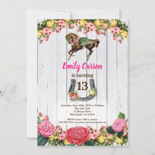 Invitation à cheval invitation d'anniversaire à ch (Devant)