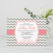 Invitation à Chevron gris et rose (Debout devant)