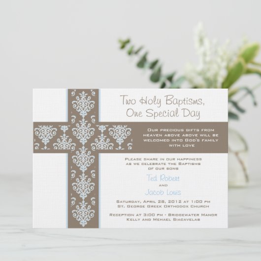 Invitation à Christening Boys Twin Boys (Debout devant)