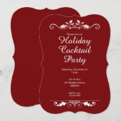 Invitation à cocktails Holly Flourish Red Holiday (Devant / Derrière)