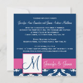 Invitation à Damas bleues de la Marine Raspberry (Dos)