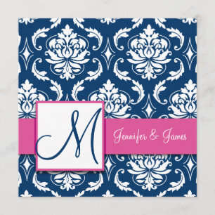 Invitation à Damas bleues de la Marine Raspberry