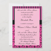 Invitation à Damas de monogramme à rayures roses e (Dos)