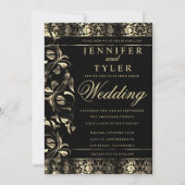 Invitation à Damas Floral Black and Gold (Devant)