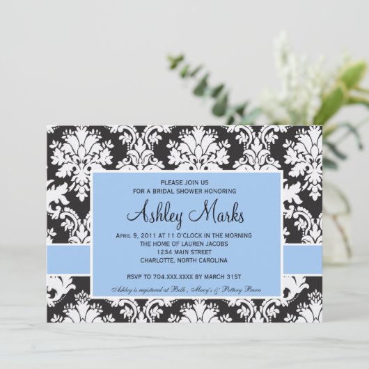 Invitation à Damas noir et bleu (Debout devant)