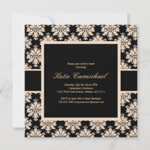 Invitation à Damas noir et ivoire