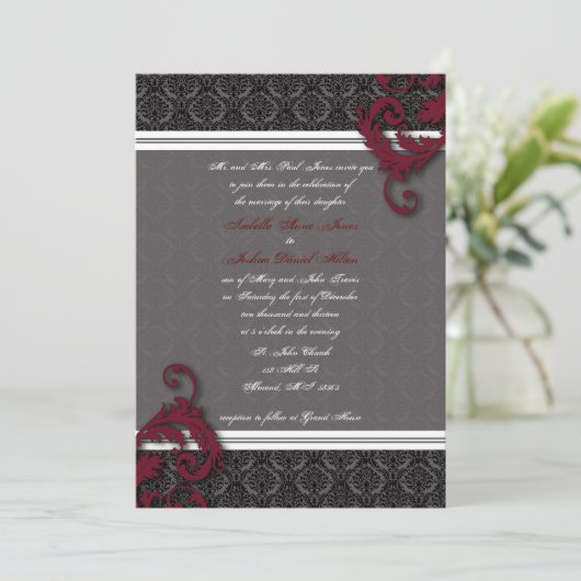 Invitation à Damas, noir et rouge (Debout devant)