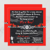 Invitation à damiers Drapeau Course Voiture Bébé Douche Invit (Devant / Derrière)