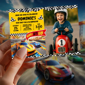 Invitation à damiers Drapeau pour enfants avec photo