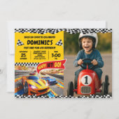 Invitation à damiers Drapeau pour enfants avec photo (Devant)