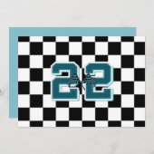 Invitation À damiers noir et blanc, drapeau (Devant / Derrière)