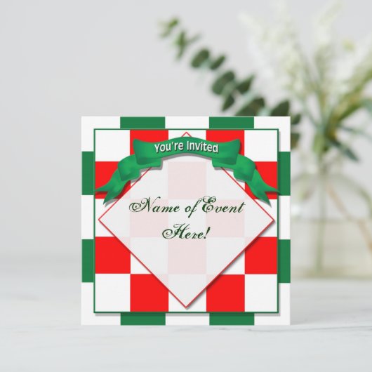 Invitation - - À damiers Rouge/Vert (Debout devant)