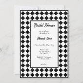 Invitation à damiers simple Fête des mariées moderne en noir  (Devant)