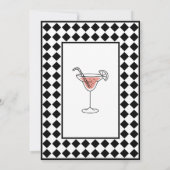 Invitation à damiers simple Fête des mariées moderne en noir  (Dos)