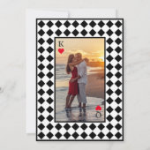 Invitation à damiers simple moderne noir blanc Mariage (Dos)