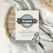 Invitation À damiers Skateboard Super Hippie Birthday