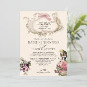 Invitation à damiers Turquoise Blush Alice en Mariage Wonderl (Debout devant)