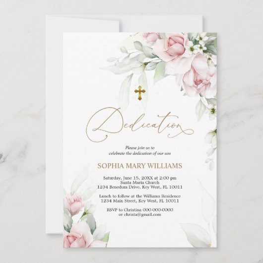 Invitation à Dedication Eucalyptus Vert & Or (Devant)