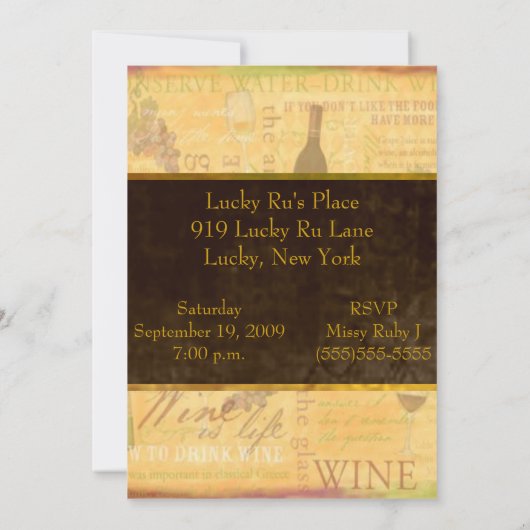 Invitation à déguster des vins (Dos)