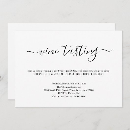 Invitation à déguster des vins (Devant / Derrière)