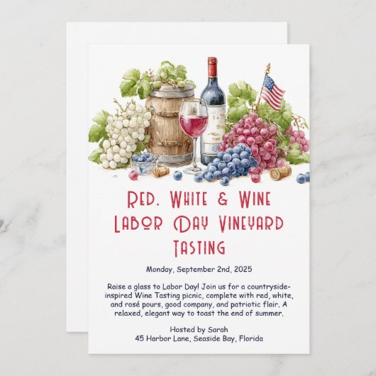 Invitation À Déguster Le Vin De La Fête Du Travail (Devant / Derrière)