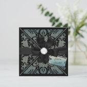 Invitation à dentelle florale avec boule de diaman (Debout devant)