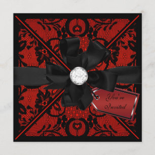 Invitation à dentelle florale avec boule de diaman