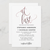 Invitation À Dernier Black Rose Gold Script Typographie Maria (Devant / Derrière)