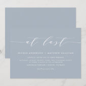 Invitation À Dernier Dusty Blue Minimalist Script Mariage (Devant / Derrière)