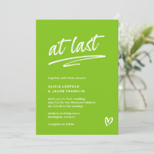 Invitation À Dernier Lime Green Typographie Mariage moderne