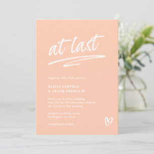 Invitation À Dernier Peach Typographie Mariage moderne