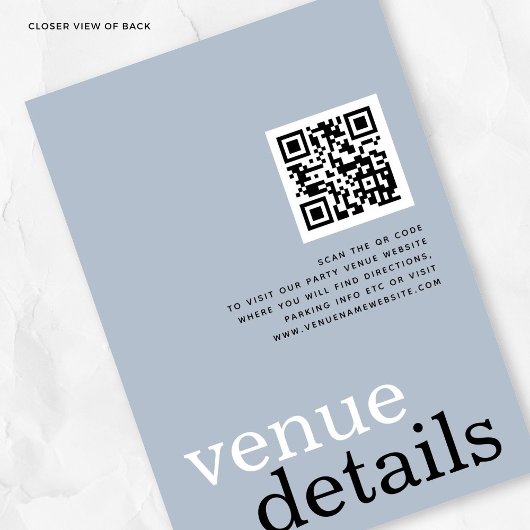 Invitation À Dernier QR Code Dusty Blue Fiançailles Invitatio