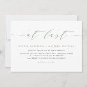 Invitation À Dernier Sage Green Minimalist Script Mariage (Devant)