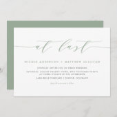Invitation À Dernier Sage Green Minimalist Script Mariage (Devant / Derrière)